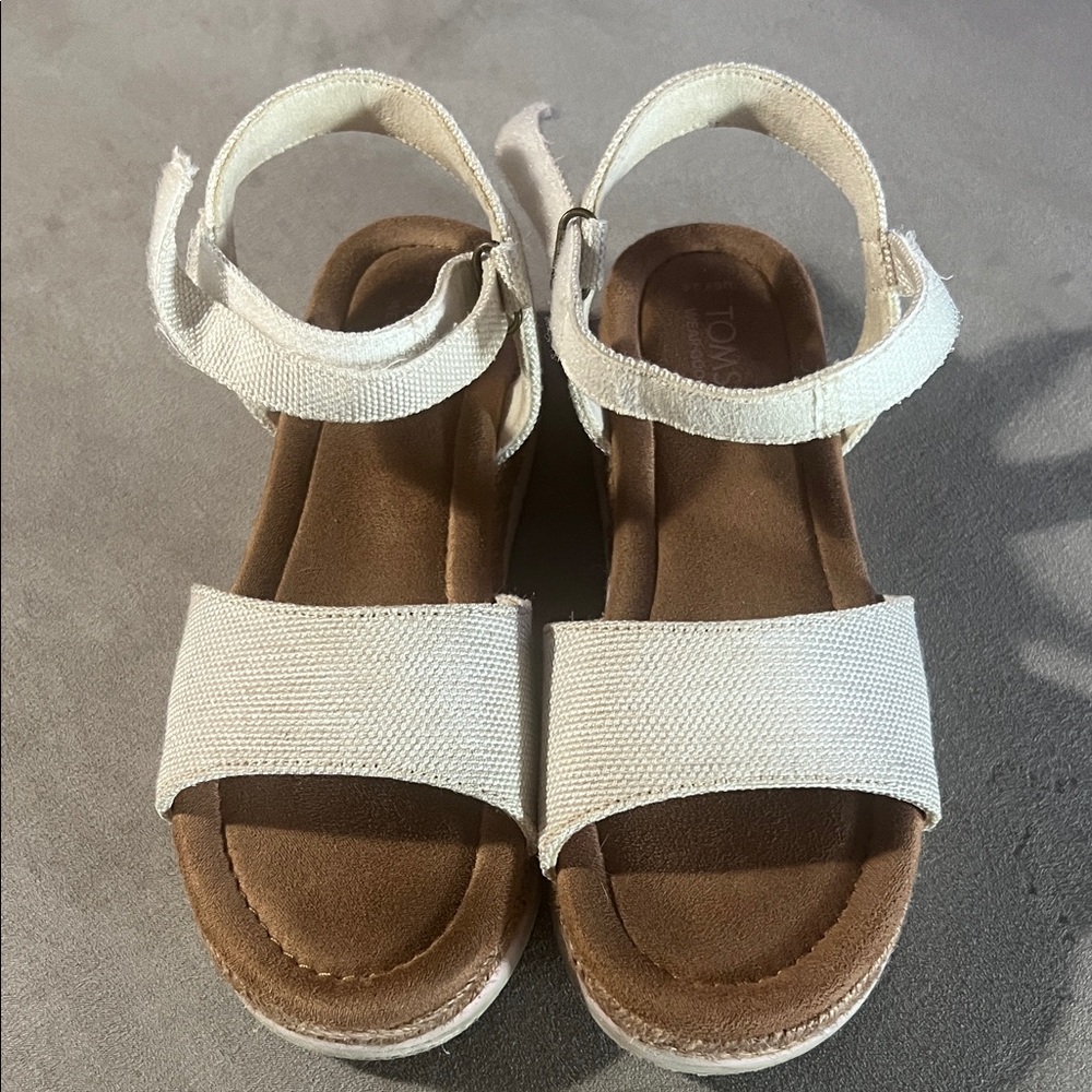 Toms Cream and Brown Kids Sandals